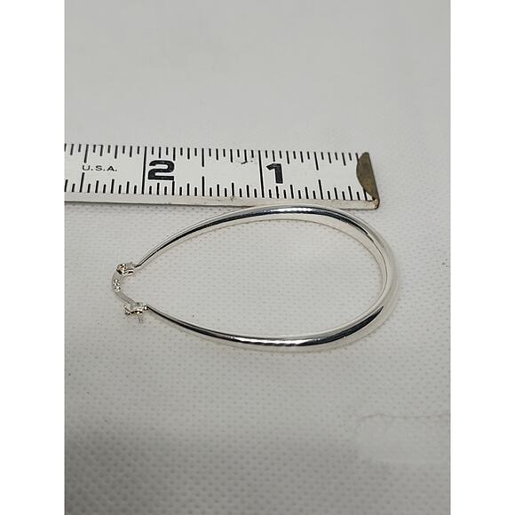 925 Sterling Silver Drop Shape hoop earrings large Dangle Hoop - Picture 6 of 7